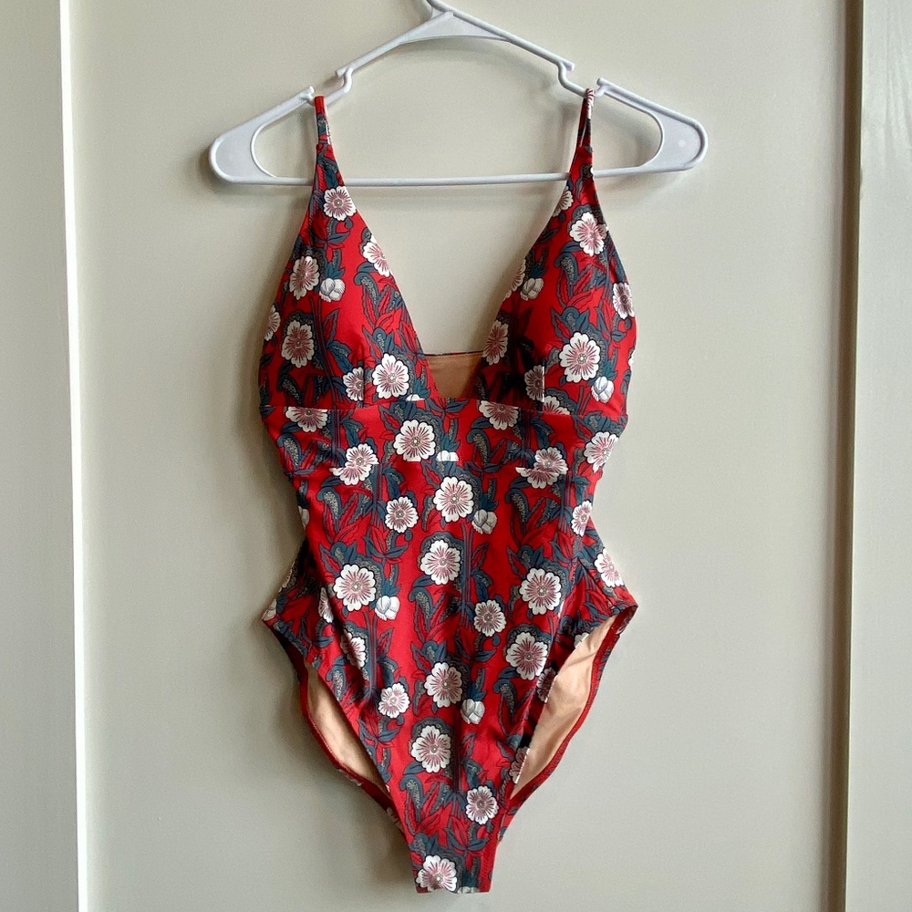 J. Crew One-Piece Swimsuit in Poppy Print